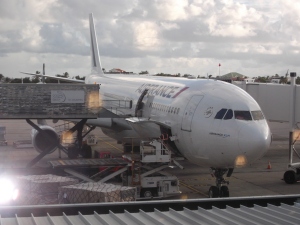 There's my Air France plane.  I am ready to board and fly away 'across the pond' to France, a land of my dreams!
