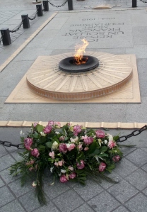 The eternal flame beneath the Arc De Triomphe pays tribute to the unknown French Soldier who died during WWI.