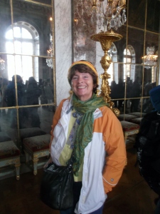Gwendominica is completely mesmerized in the Hall of Mirrors at the Palais Versailles, a 17th century marvel southwest of Paris.